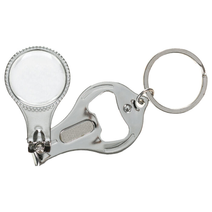 Nail Clipper Bottle Opener Keyring 25 Mm Round Insert